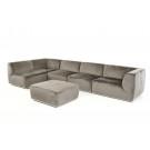 Divani Casa Hawthorn - Modern Grey Fabric Modular Left Facing Sectional Sofa + Ottoman