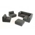 Divani Casa Hawthorn - Modern Grey Fabric Modular Right Facing Sectional Sofa + Ottoman