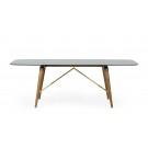 Modrest Kipling - Modern Smoked Glass & Walnut Large Dining Table