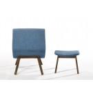 Modrest Whitney - Modern Blue & Walnut Accent Chair & Ottoman