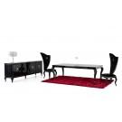 A&X Sovereign Transitional Black Crocodile Dining Table w/ Black Gloss Legs image