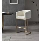 Modrest Yukon - Modern White Fabric & Brushed Bronze Bar Chair image