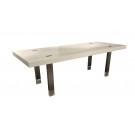 Modrest Lenny- Modern White High Gloss & Stainless Steel Gun Metal Dining Table image