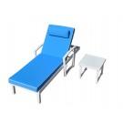 Renava Tampa Outdoor Blue & White Sun Bed & End Table Set