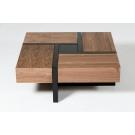 Modrest Makai Modern Walnut & Black Square Coffee Table image