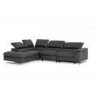 Divani Casa Maine - Modern Dark Grey Eco-Leather Left Facing Sectional Sofa with Recliner image