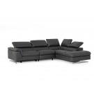 Divani Casa Maine - Modern Grey Eco-Leather Right Facing Sectional Sofa with Recliner image