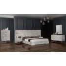 Nova Domus Marbella - Italian Modern Grey Marble Bed w/ 2 Nightstands