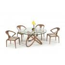 Modrest Mason Modern Round Glass & Walnut Dining Table