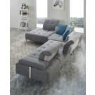 Divani Casa Nash - Modern Grey Fabric Sectional Sofa Adjustable Backrest