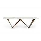 Modrest Melanie - Modern White Ceramic & Brushed Brown Dining Table image