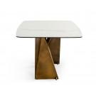 Modrest Melanie - Modern White Ceramic & Brushed Brown Dining Table