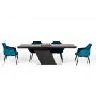 Modrest Wilson Modern Teal Velvet & Black Dining Chair