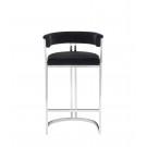 Modrest Munith - Modern Black Velvet & Stainless Steel Bar Chair image