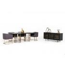 Modrest Natalie Modern Black Acacia & Antique Brass Buffet