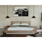 Nova Domus Fantasia - Contemporary Walnut & Grey Bed with Two Nightstands