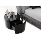 Modrest Orca - Modern 1-Drawer Round Dark Oak Glass-Top Nightstand