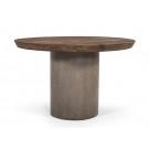 Modrest Renzo Modern Round Oak & Concrete Dining Table image