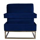 Modrest Edna Modern Blue Velvet & Gold Accent Chair