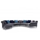 Divani Casa Darla - Modern Grey Velvet Curved Sectional Sofa