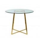 Modrest Swain - Modern Clear Glass & Gold Round Dining Table