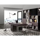 Modrest Ezra Modern Brown Oak and Grey Office Desk w/ Side Cabinet