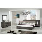 Nova Domus Enzo Italian Modern Grey Oak & Fabric Bed w/ Nightstands