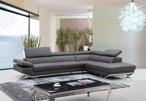 Divani Casa Quebec - Modern Dark Grey Eco-Leather Right Facing Sectional Sofa image