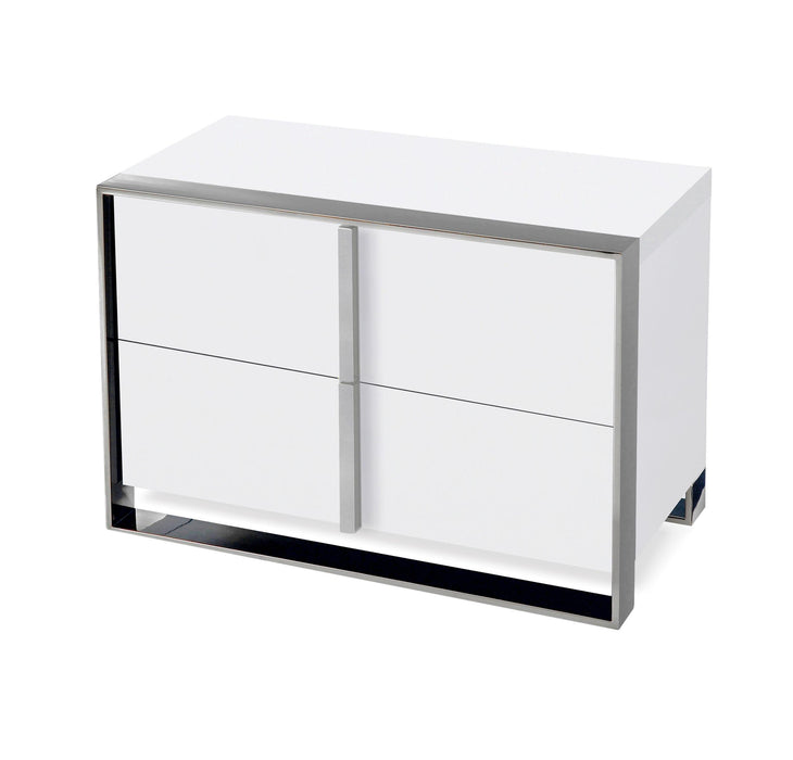 Nova Domus Francois - Modern White & Stainless Steel Nightstand image