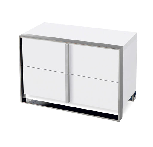 Nova Domus Francois - Modern White & Stainless Steel Nightstand image