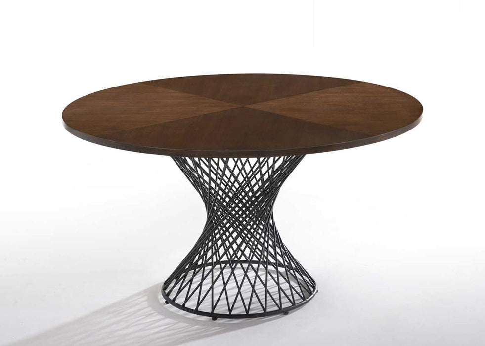 Modrest Theresa Modern Round Walnut & Black Table image