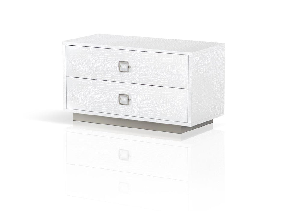 A&X Victoria Modern White Crocodile Nightstand image