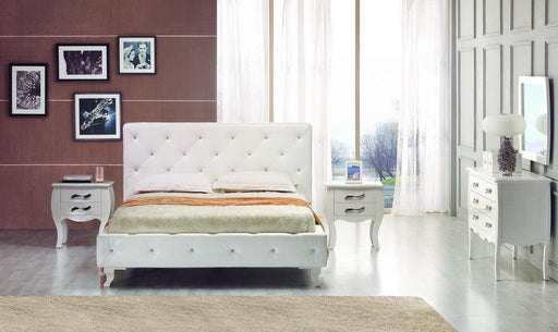 Modrest Monte Carlo - White Leatherette Modern Twin Bed with Crystals image