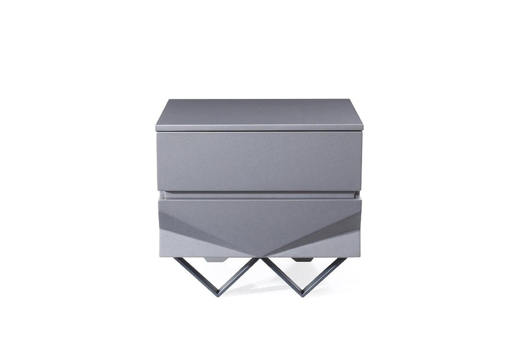 Modrest Duke Modern Grey & Black Gun Chrome Nightstand image