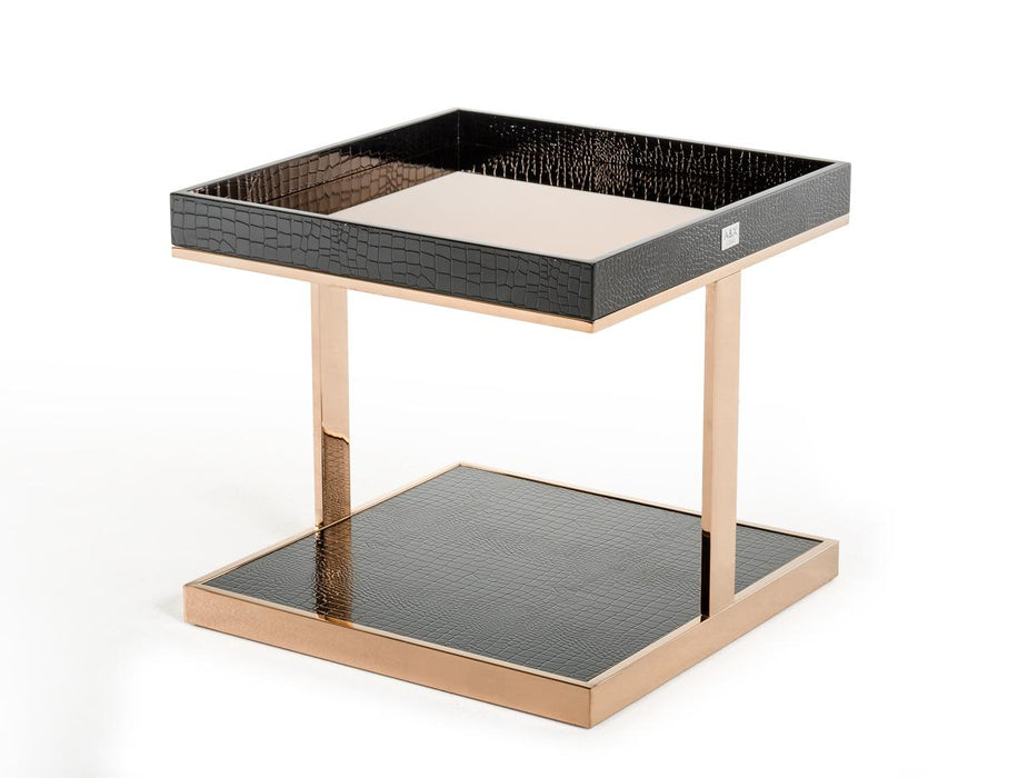 A&X Padua Modern Large Black & Rosegold End Table image