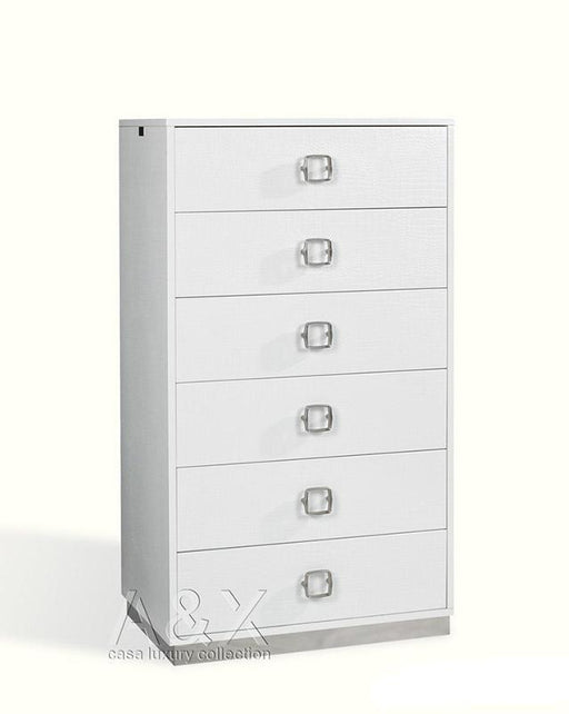 A&X Victoria - Modern White Crocodile Lacquer 6-Drawer Chest image