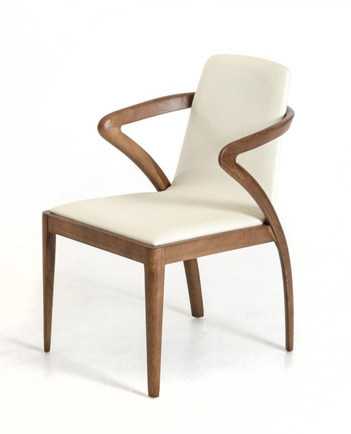 Modrest Falcon Modern Walnut and Cream Dining Chair image