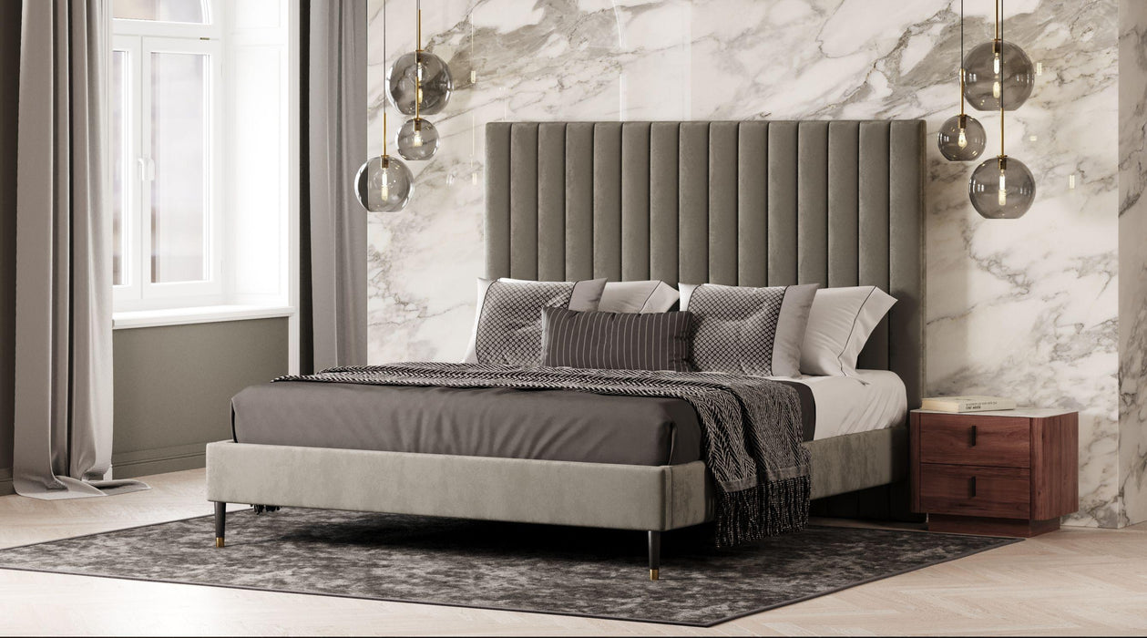 Modrest Hemlock - Modern Grey Velvet Bed image