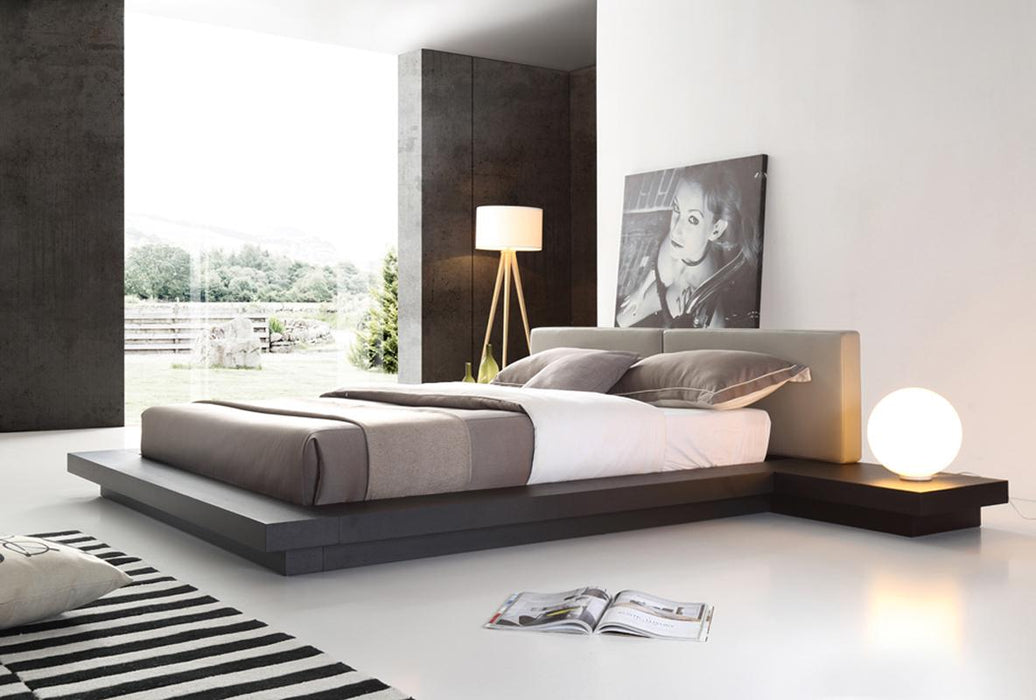 Modrest Opal Modern Wenge & Grey Platform Bed image