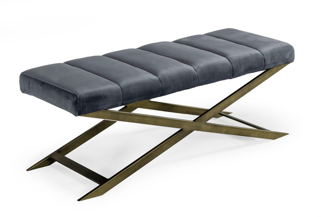 Modrest Xane - Contemporary Dark Grey & Antique Brass Bench image