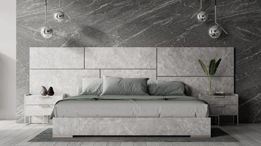 Nova Domus Marbella - Italian Modern Grey Marble Bed w/ 2 Nightstands image