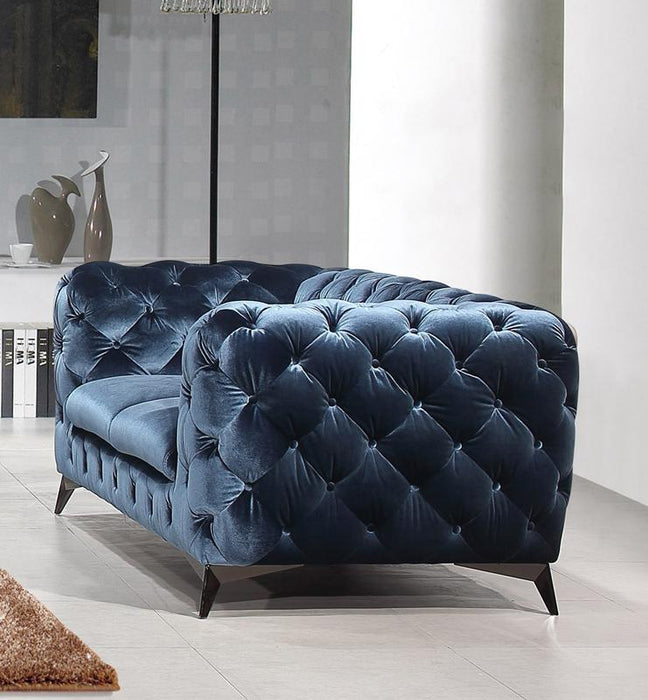 Divani Casa Delilah Modern Blue Fabric Loveseat image