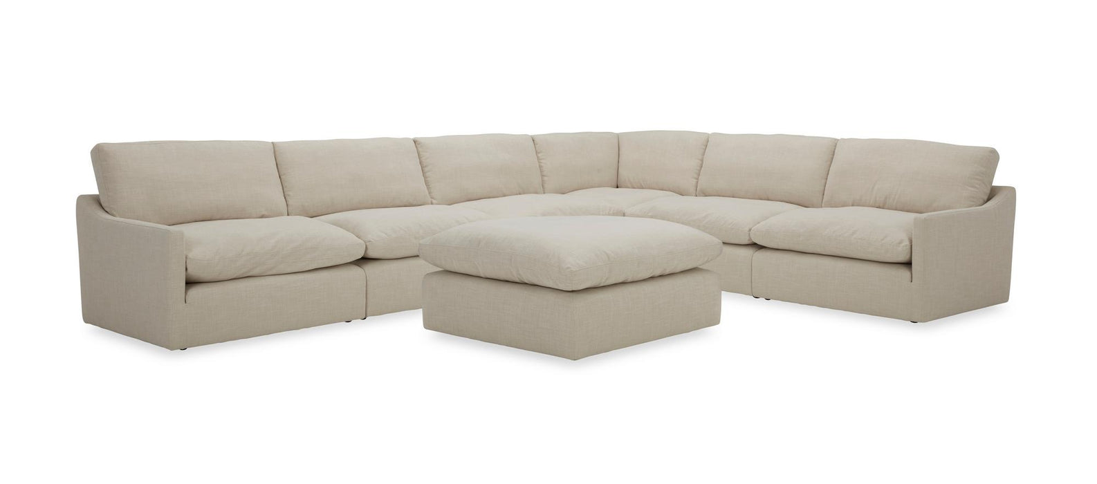 Divani Casa Fedora - Modern White Fabric Sectional Sofa + Ottoman image