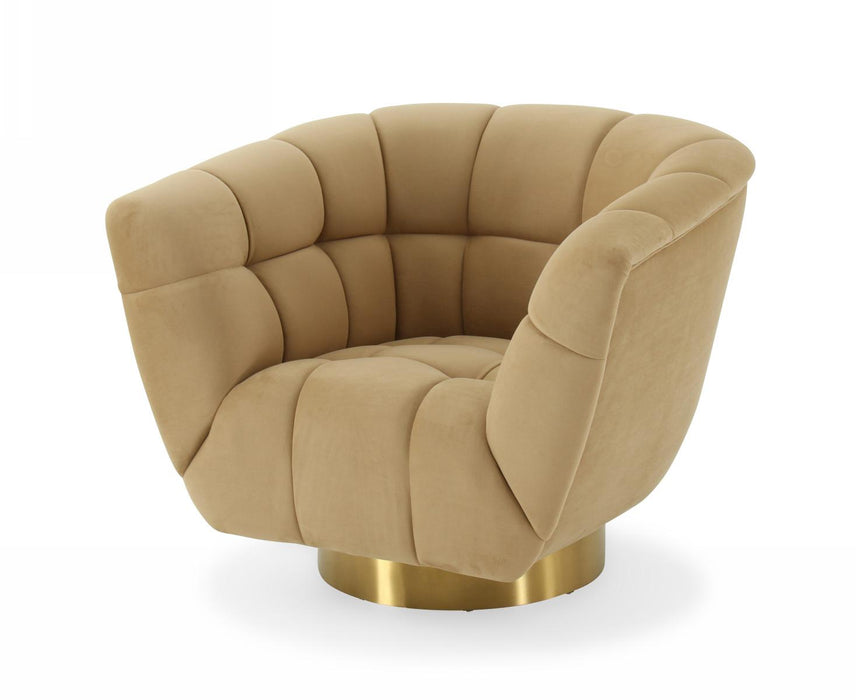 Divani Casa Granby - Glam Mustard and Gold Fabric Chair image