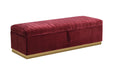 Divani Casa Reyes Modern Red Velvet Bench w/ Storage image