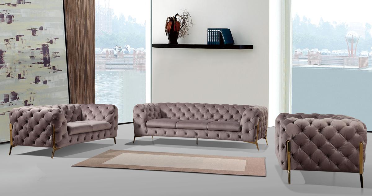 Divani Casa Sheila Modern Silver Fabric Sofa Set image