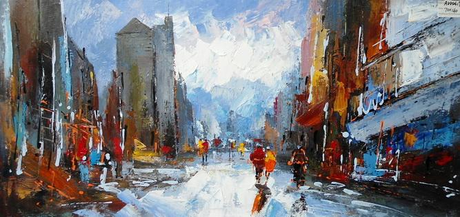 Modrest Abstract City Oil Painting image