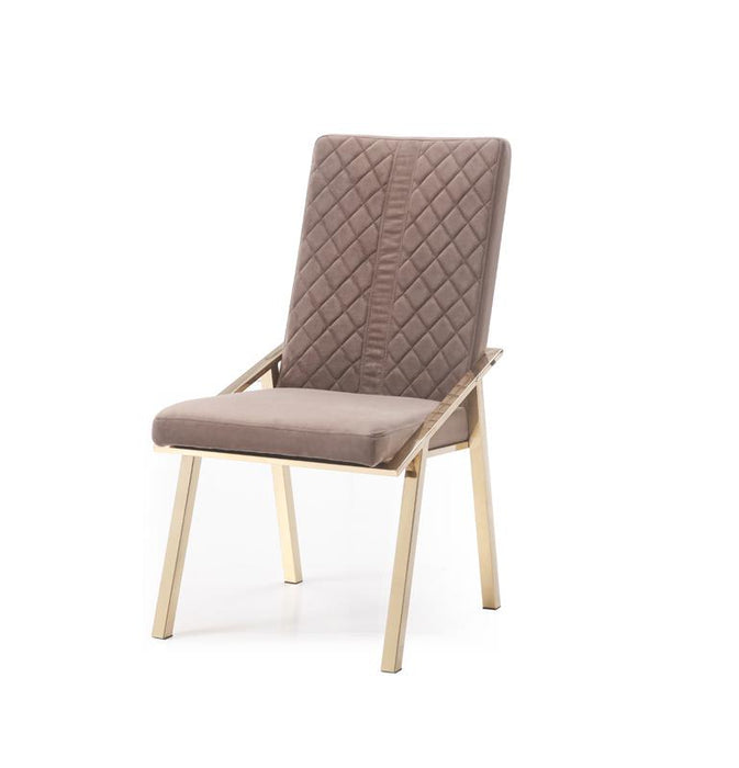 Modrest Acton Modern Brown Velvet & Gold Dining Chair (Set of 2) image