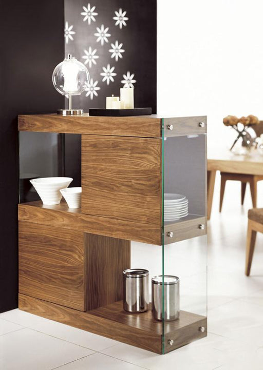 Modrest Aura Modern Walnut & Glass Square Cabinet image