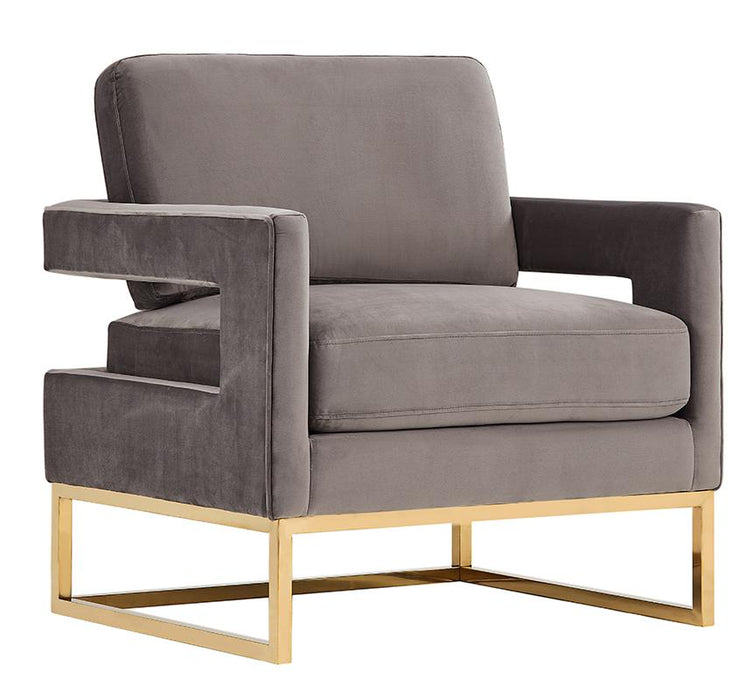 Modrest Edna Modern Grey Velvet & Gold Accent Chair image